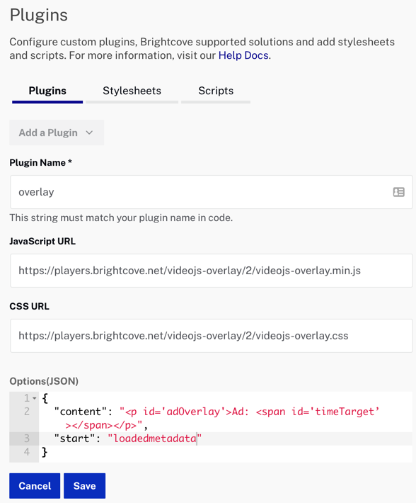 Configure Overlay plugin