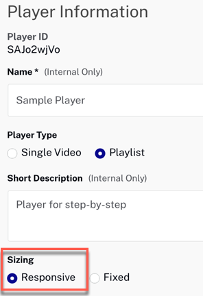 Responsive player setting