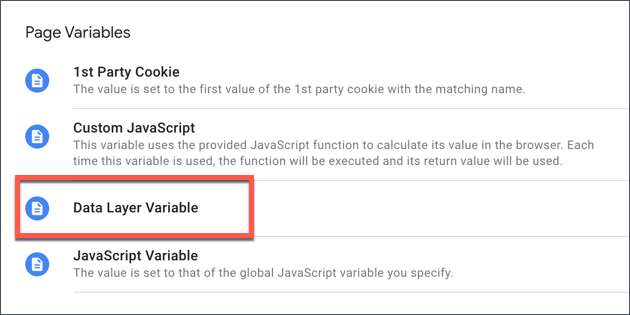 Data Layer Variable